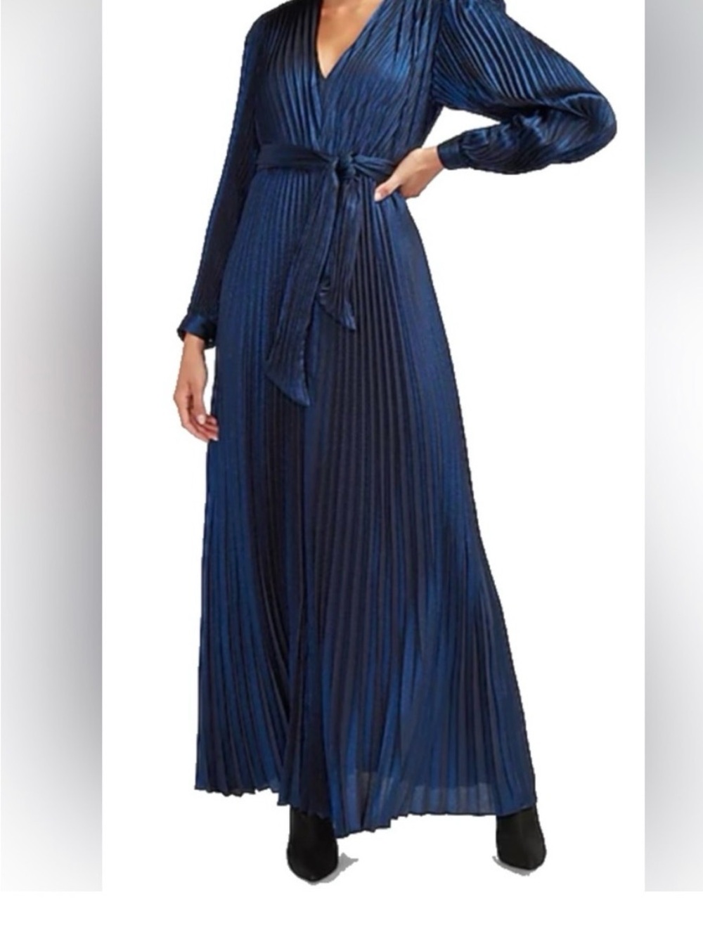 Express Navy Pleated Wrap Maxi Dress